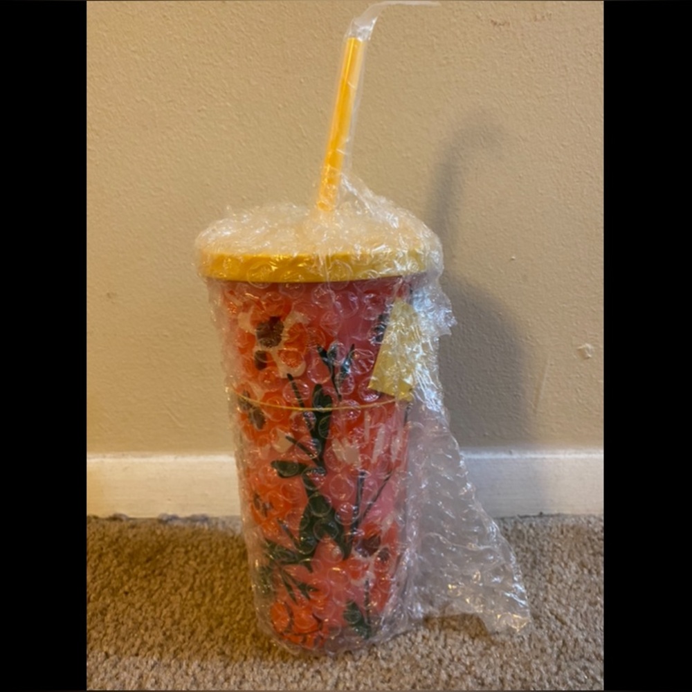NWT ban.do floral water bottle with straw